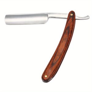 1pc Premium Vintage Straight Edge Razor - Durable Stainless Steel & Wooden Handle - Elegant Foldable Shaving Knife For Mens Grooming - Precise Hair Removal Tool