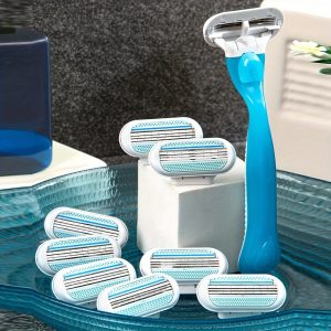 Painless Precision 4-Blade Women's Hair Removal Kit - Safe, Fragrance-Free with Non-Slip Ergonomic Handle & Stainless Steel Layers for Smooth Skin