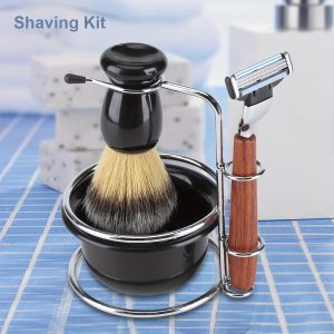 4Pcs Shaving Kit Manual Razor Stainess Steel Stand Holder Brush Bowl Set Shaving Kit Shaving Razor Set Shaving Brush Set Shaving Stand Set Shaving Bowl Set