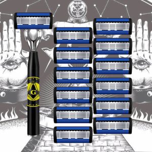 Luxury High-quality Men's Manual 6-layer Shaver Safety Shaver Set -2 Anti Slip Stainless Steel Handles, 36 Replaceable Blades, Ultimate Smooth Shaving, Business Travel, Family Travel, Multi Kinetic Shaving Set Affordable
