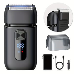 Electric Razor For Men, USB-C Rechargeable Electric Shavers For Men Face With Pop Up Trimmer, Wet Dry Cordless Razor With LCD Display/Travel Lock/Case